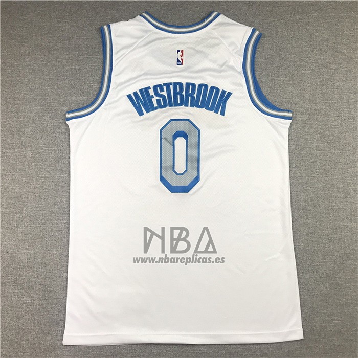 Camiseta Los Angeles Lakers Russell Westbrook NO 0 Ciudad 2020-21 Blanco